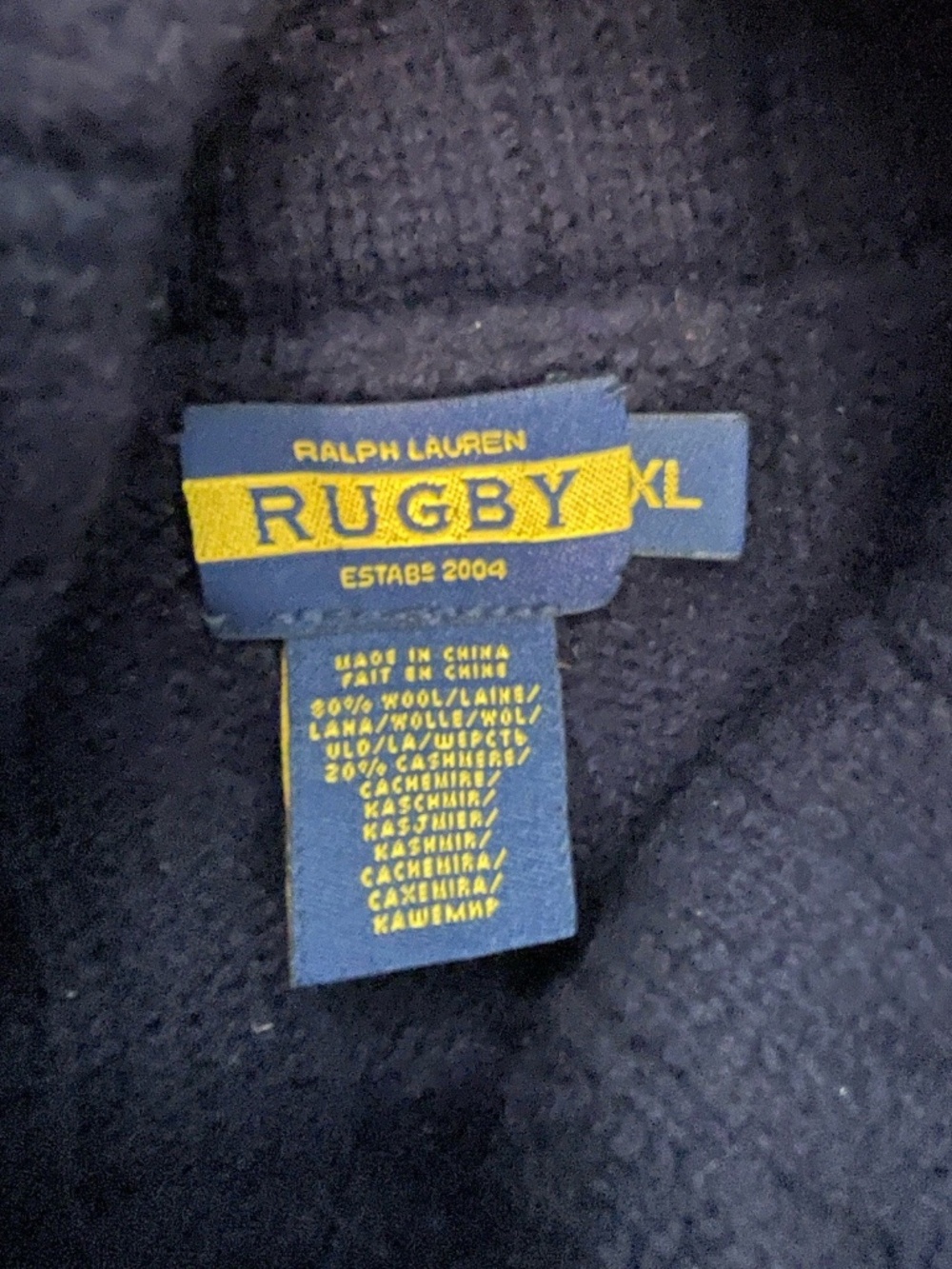 RUGBY Ralph Lauren Sweater Dress XL Cashmere Wool Navy Blue Cable Knit Cowl Neck - Picture 9 of 10